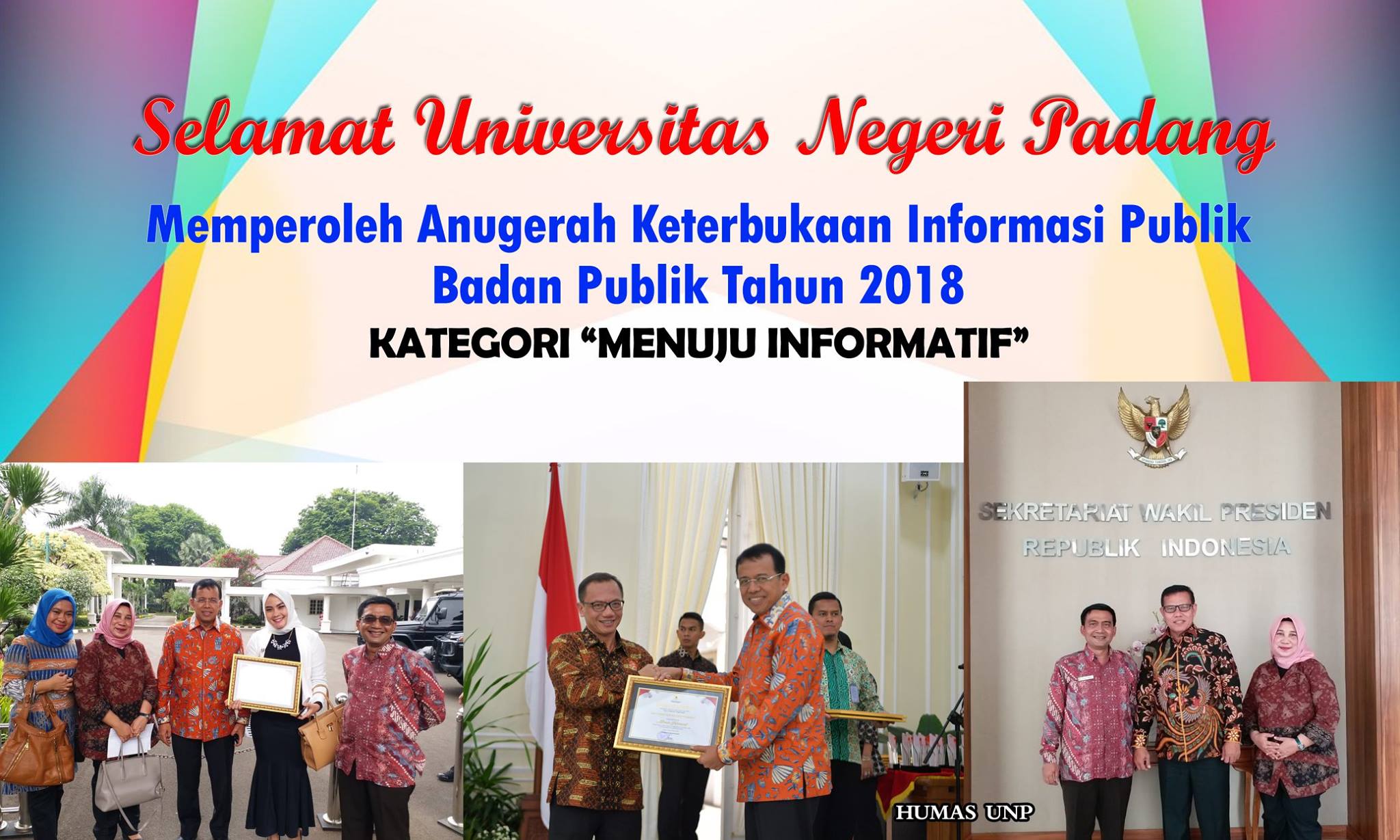 Universitas Negeri Padang Memperoleh Anugerah Keterbukaan Informasi Publik Badan Publik Tahun 2018